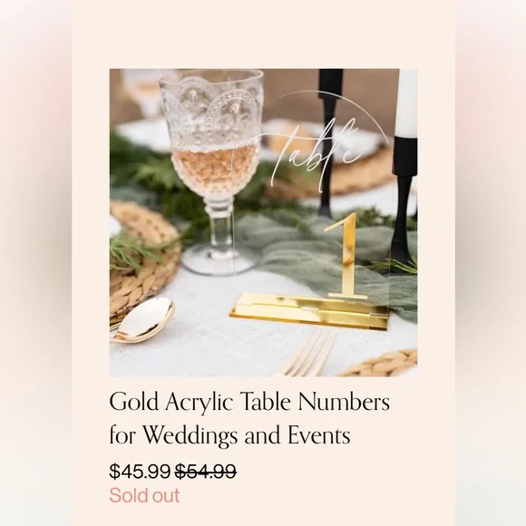 Gold Acrylic Number Sign 20 count - Picture 14 of 14